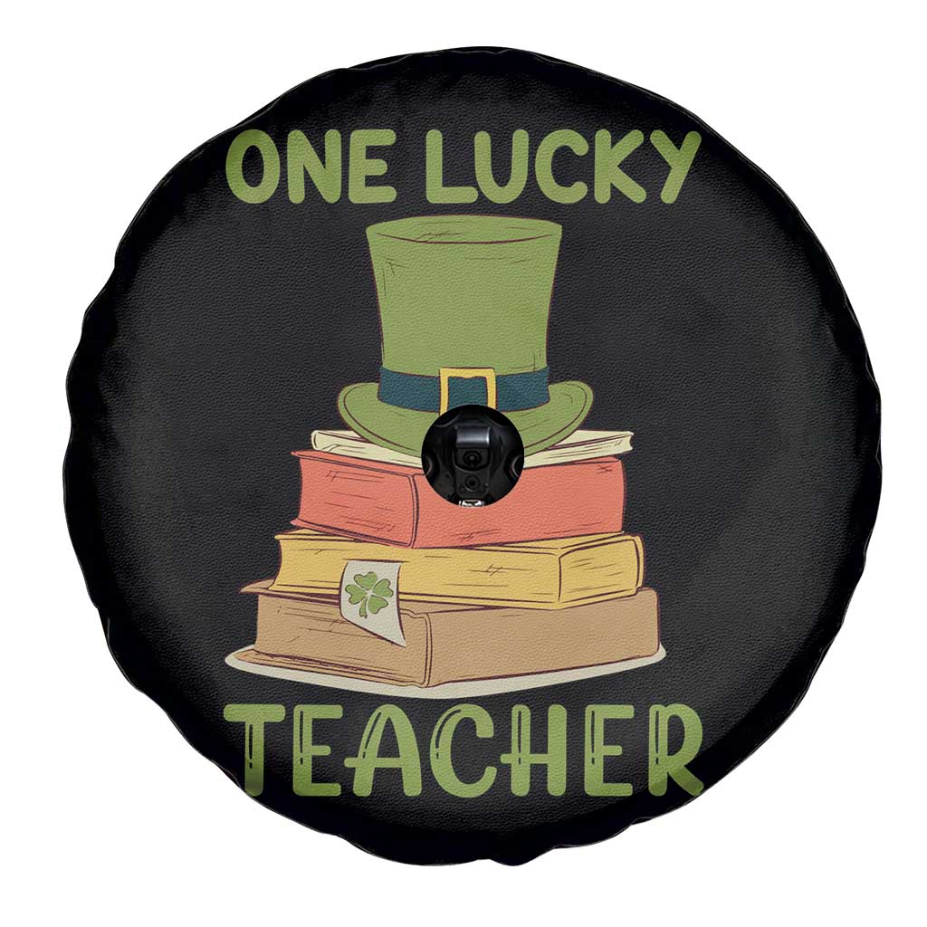 One Lucky Teacher St Patricks Day Spare Tire Cover Lepreachaun Hat with Books Reading TS02 Print Your Wear