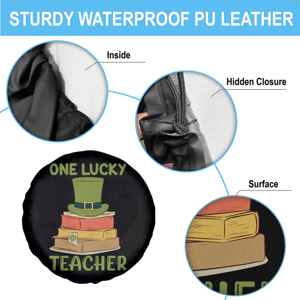 One Lucky Teacher St Patricks Day Spare Tire Cover Lepreachaun Hat with Books Reading TS02 Print Your Wear