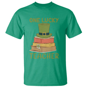 One Lucky Teacher St Patricks Day T Shirt Lepreachaun Hat with Books Reading TS02 Irish Green Printyourwear