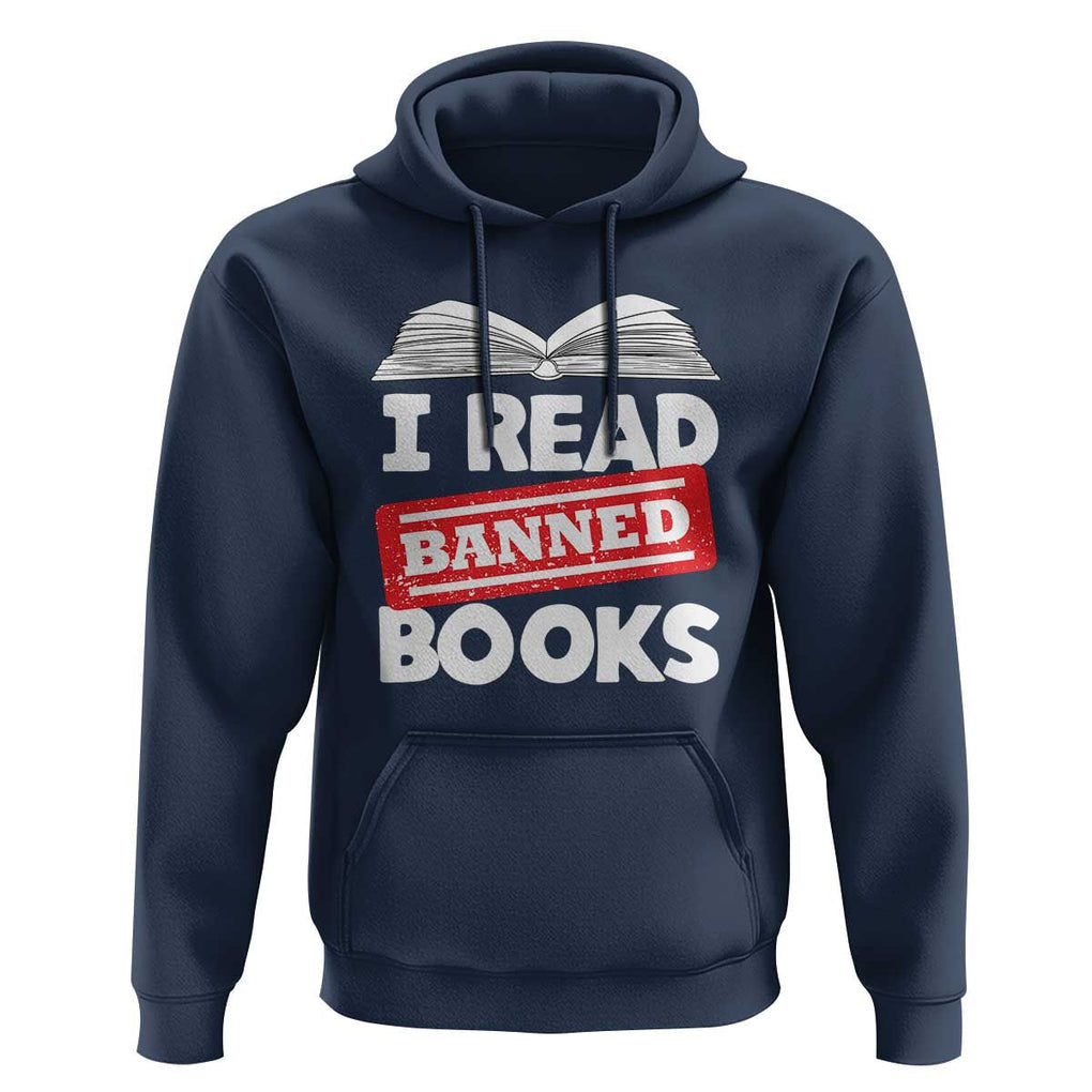 I Read Banned Books Hoodie Funny Reading Book Lovers Nerd TS02 Navy Print Your Wear
