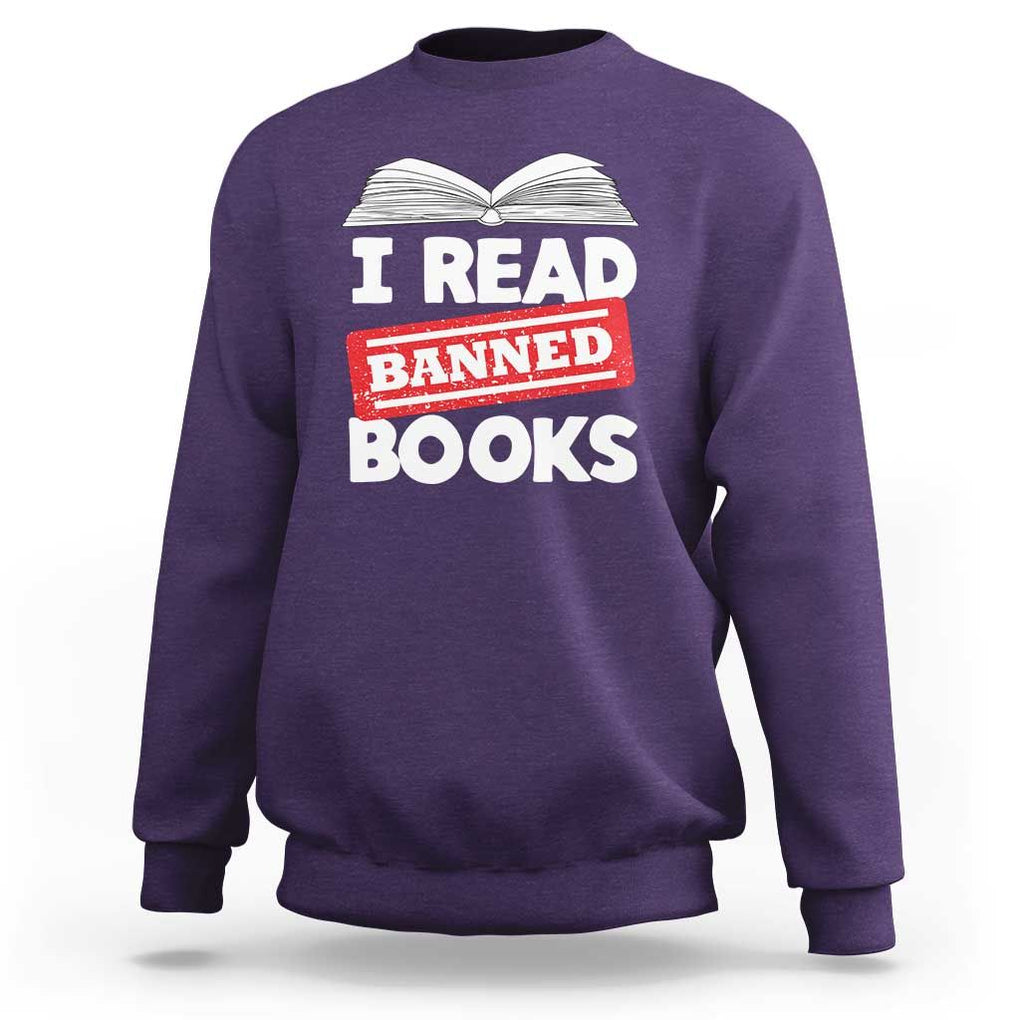 I Read Banned Books Sweatshirt Funny Reading Book Lovers Nerd TS02 Purple Print Your Wear