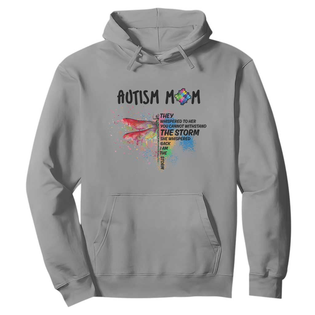 Autism Mom Hoodie She Whispered Back I Am The Storm Rainbow Dragonfly TS02 Sport Gray Printyourwear