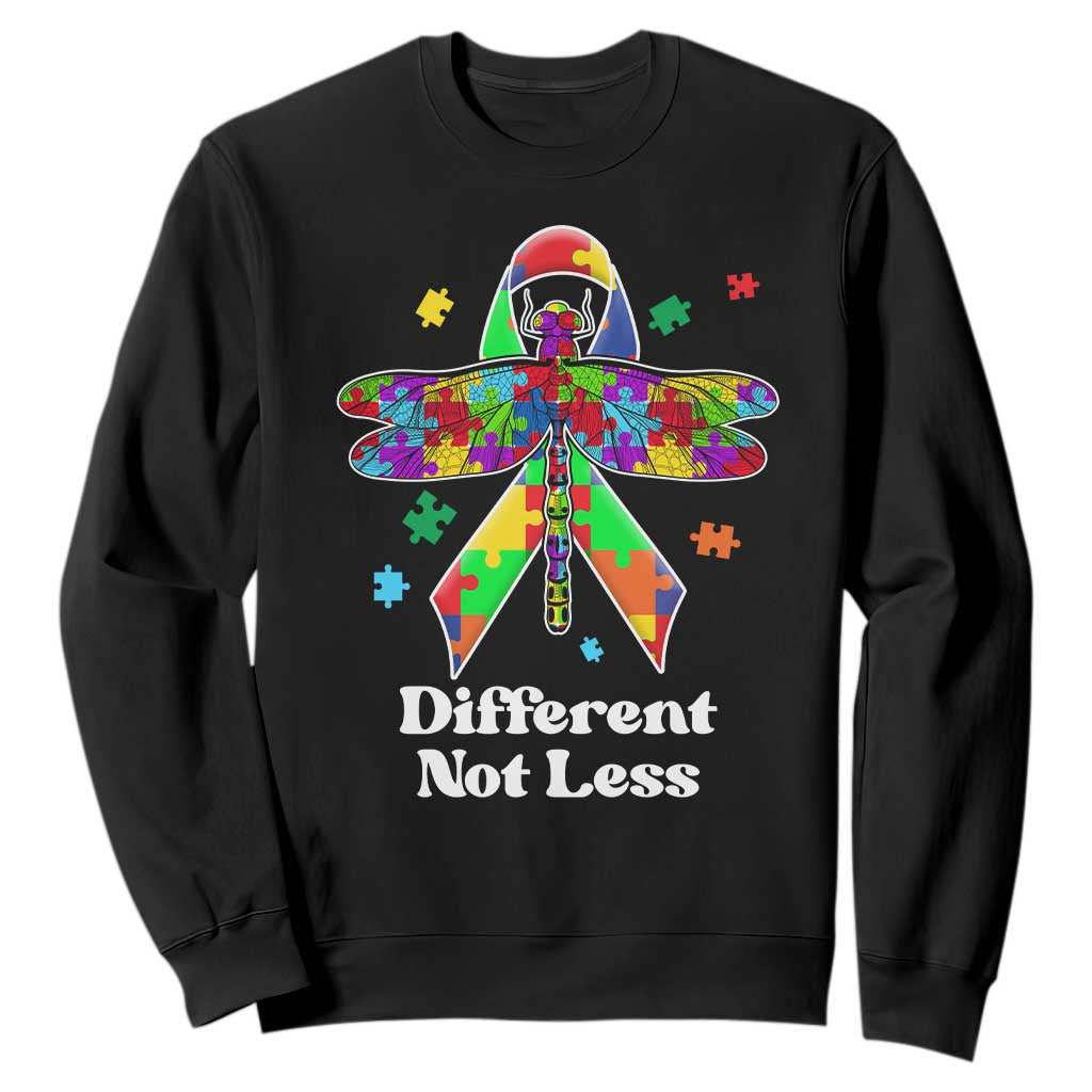 Dragonfly Autism Awareness Sweatshirt Different Not Less Puzzle Piece TS02 Black Printyourwear