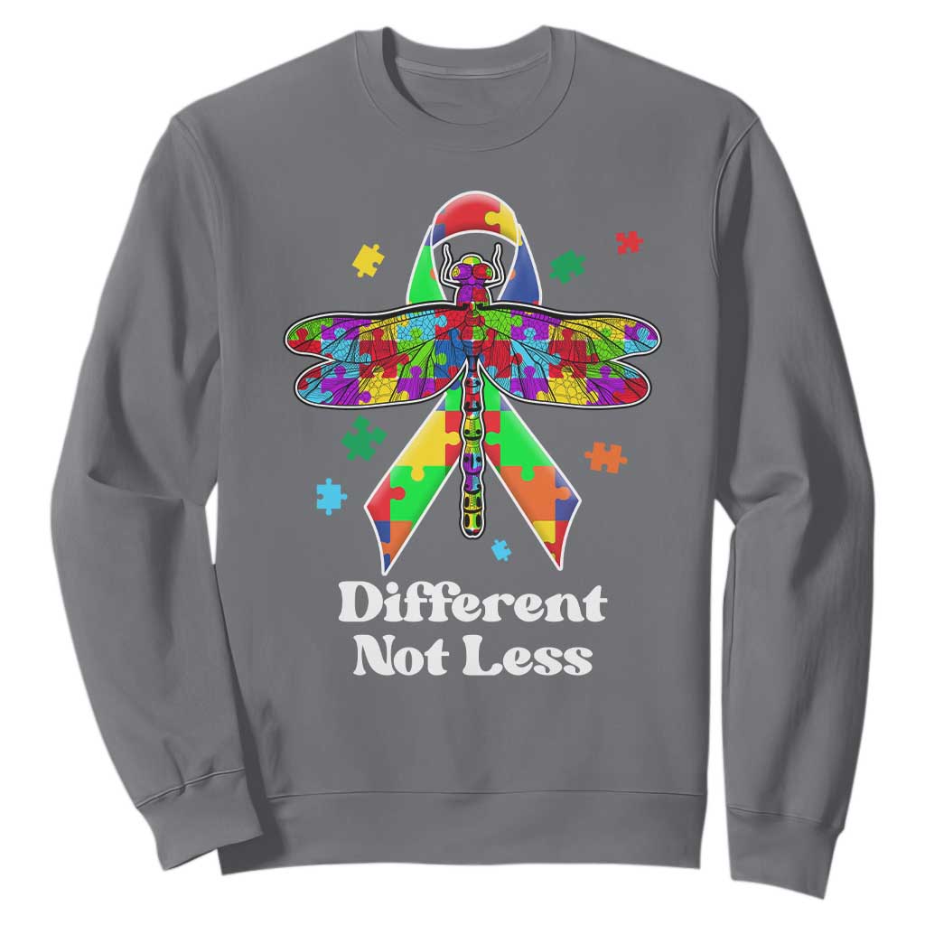 Dragonfly Autism Awareness Sweatshirt Different Not Less Puzzle Piece TS02 Charcoal Printyourwear