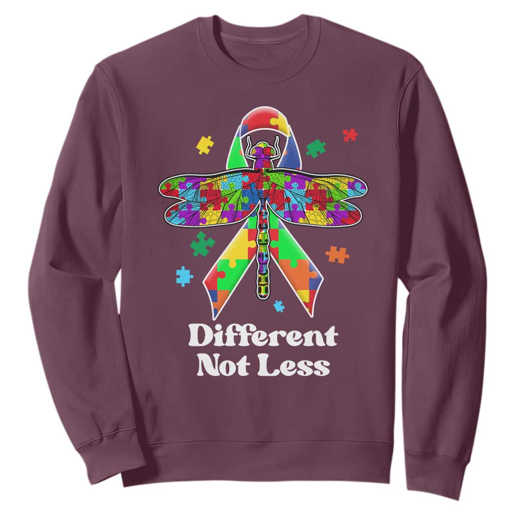 Dragonfly Autism Awareness Sweatshirt Different Not Less Puzzle Piece TS02 Maroon Printyourwear