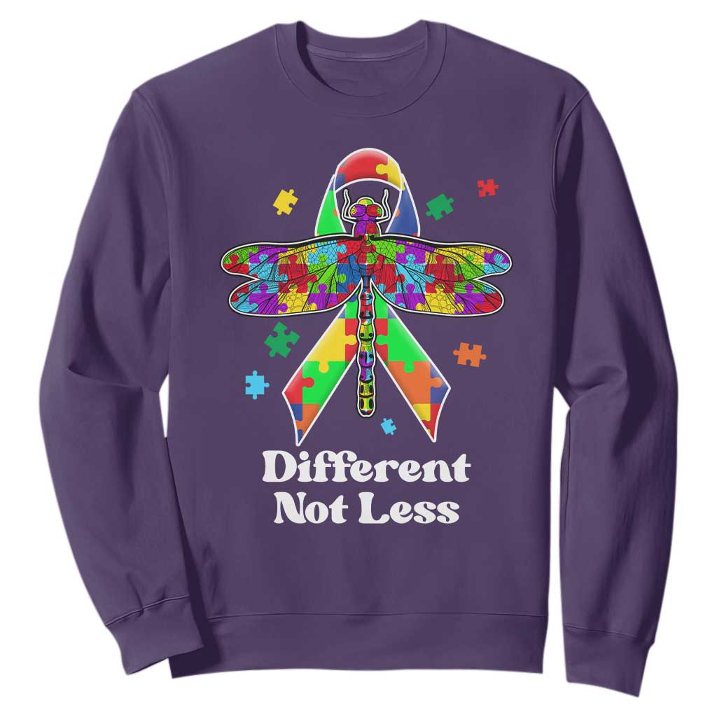 Dragonfly Autism Awareness Sweatshirt Different Not Less Puzzle Piece TS02 Purple Printyourwear