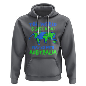 Funny Cat Hoodie The World Is A Cat Playing With Australia TS02 Charcoal Printyourwear