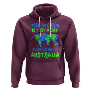 Funny Cat Hoodie The World Is A Cat Playing With Australia TS02 Maroon Printyourwear