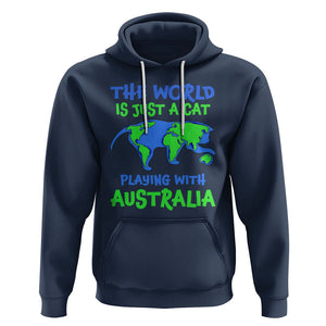 Funny Cat Hoodie The World Is A Cat Playing With Australia TS02 Navy Printyourwear