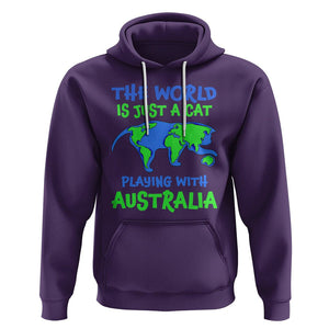 Funny Cat Hoodie The World Is A Cat Playing With Australia TS02 Purple Printyourwear