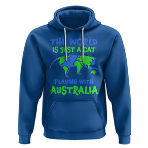 Funny Cat Hoodie The World Is A Cat Playing With Australia TS02 Royal Blue Printyourwear