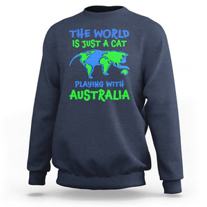 Funny Cat Sweatshirt The World Is A Cat Playing With Australia TS02 Navy Printyourwear