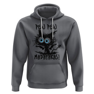 Funny Burnt Cat Hoodie Pew Pew Madafakas TS02 Charcoal Printyourwear