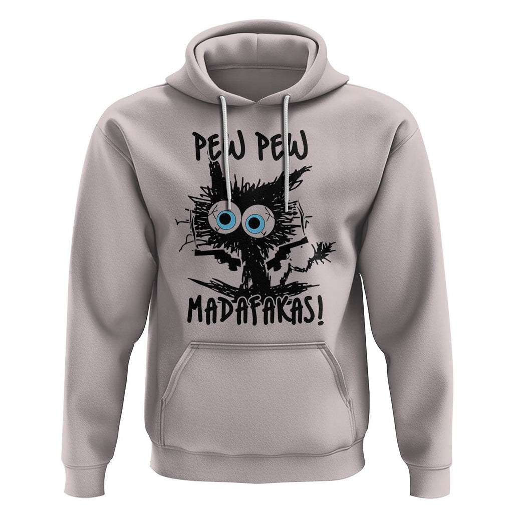 Funny Burnt Cat Hoodie Pew Pew Madafakas TS02 Ice Gray Printyourwear
