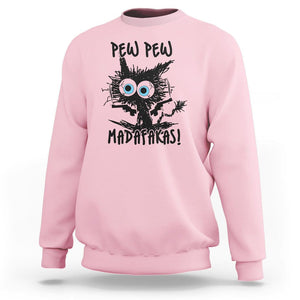 Funny Burnt Cat Sweatshirt Pew Pew Madafakas TS02 Light Pink Printyourwear