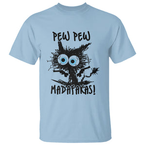 Funny Burnt Cat T Shirt Pew Pew Madafakas TS02 Light Blue Printyourwear