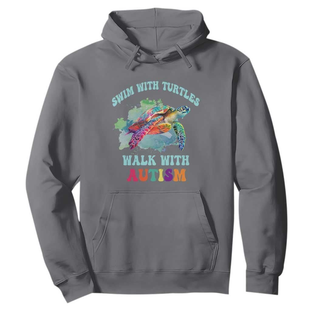 Turtle Autism Acceptance Hoodie Swim With Turtles Walk With Autism TS02 Charcoal Printyourwear