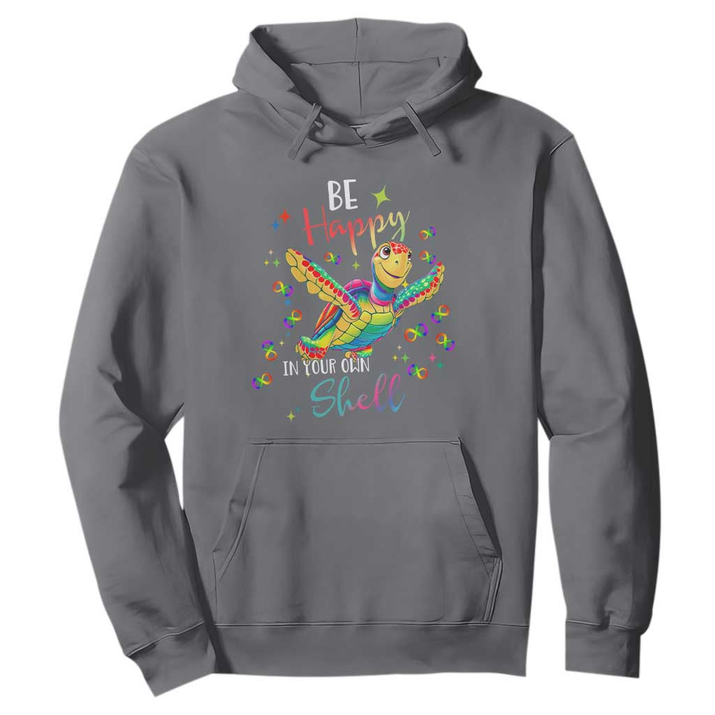 Turtle Autism Acceptance Hoodie Be Happy In Your Own Shell Spectrum Rainbow Infinity TS02 Charcoal Printyourwear