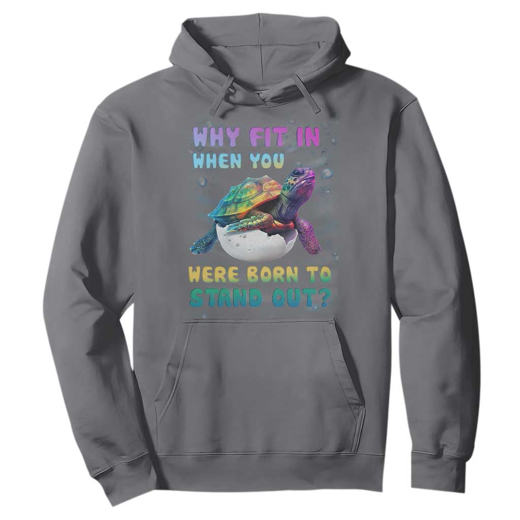 Turtle Autism Acceptance Hoodie Why Fit In When You Were Born To Stand Out TS02 Charcoal Printyourwear