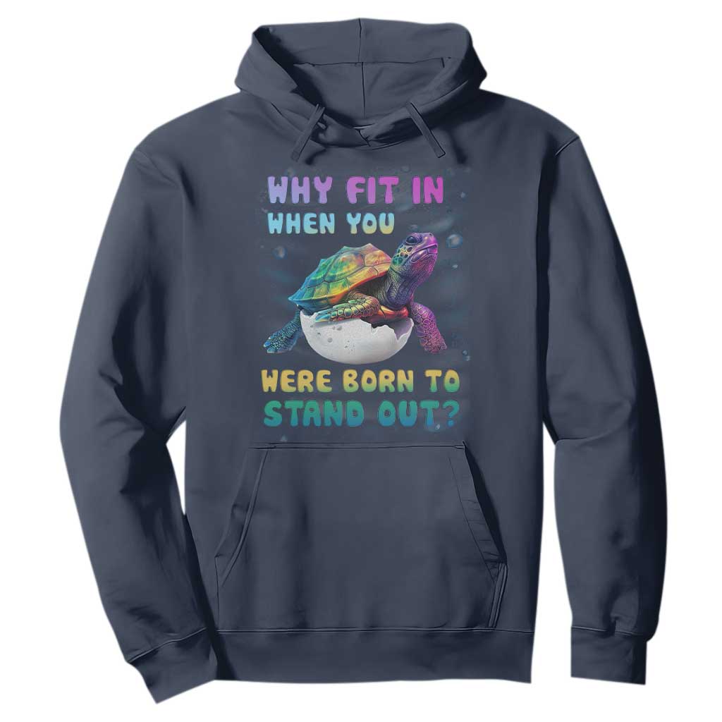 Turtle Autism Acceptance Hoodie Why Fit In When You Were Born To Stand Out TS02 Navy Printyourwear