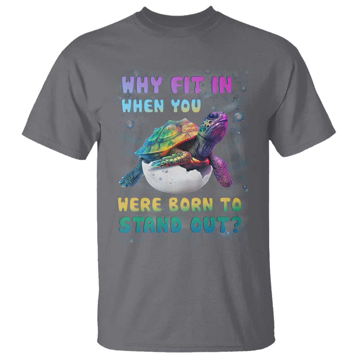 Turtle Autism Acceptance T Shirt Why Fit In When You Were Born To Stand Out TS02 Charcoal Printyourwear