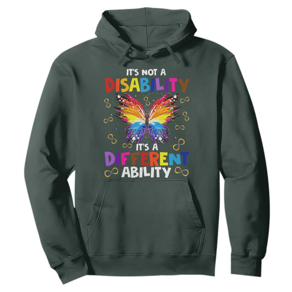 Butterfly Autism Hoodie It's Not A Disability It's A Different Ability Spectrum Rainbow Infinity TS02 Dark Forest Green Printyourwear
