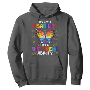 Butterfly Autism Hoodie It's Not A Disability It's A Different Ability Spectrum Rainbow Infinity TS02 Dark Heather Printyourwear