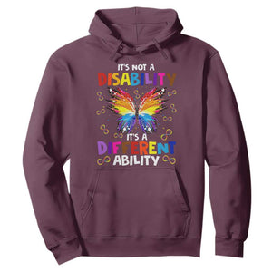 Butterfly Autism Hoodie It's Not A Disability It's A Different Ability Spectrum Rainbow Infinity TS02 Maroon Printyourwear