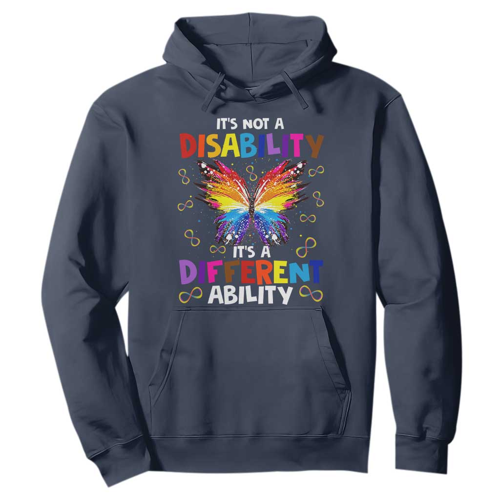 Butterfly Autism Hoodie It's Not A Disability It's A Different Ability Spectrum Rainbow Infinity TS02 Navy Printyourwear