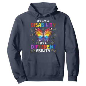 Butterfly Autism Hoodie It's Not A Disability It's A Different Ability Spectrum Rainbow Infinity TS02 Navy Printyourwear