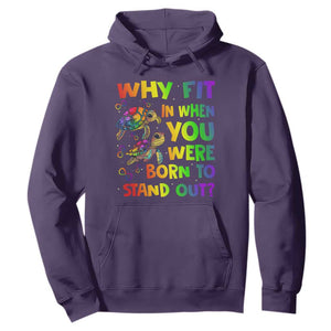 Turtle Autism Acceptance Hoodie Why Fit In When You Were Born To Stand Out TS02 Purple Printyourwear