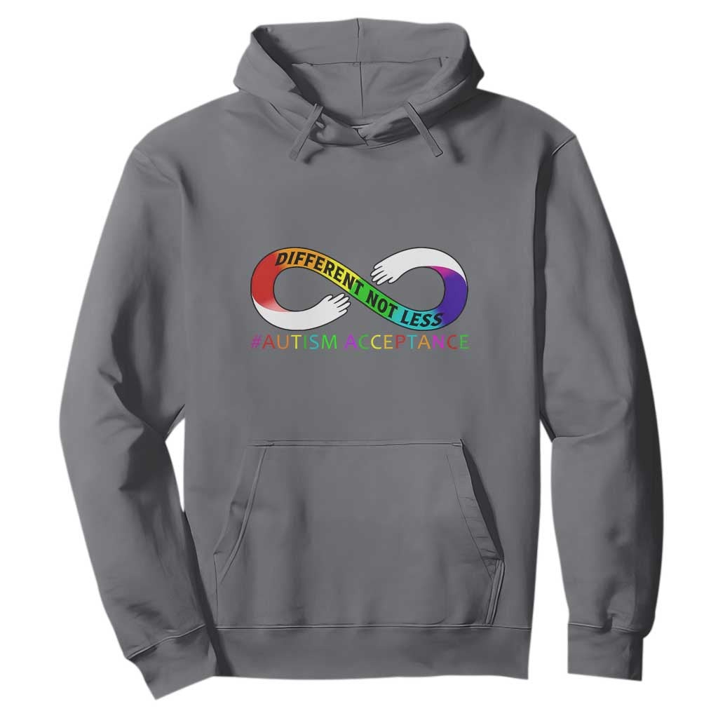 Autism Acceptance Hoodie Different Not Less Spectrum Rainbow Infinity TS02 Charcoal Printyourwear