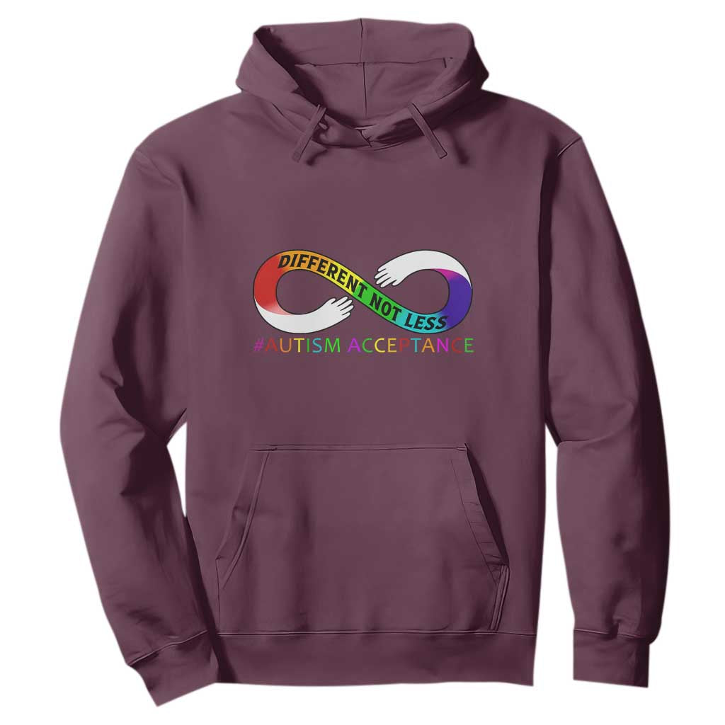 Autism Acceptance Hoodie Different Not Less Spectrum Rainbow Infinity TS02 Maroon Printyourwear