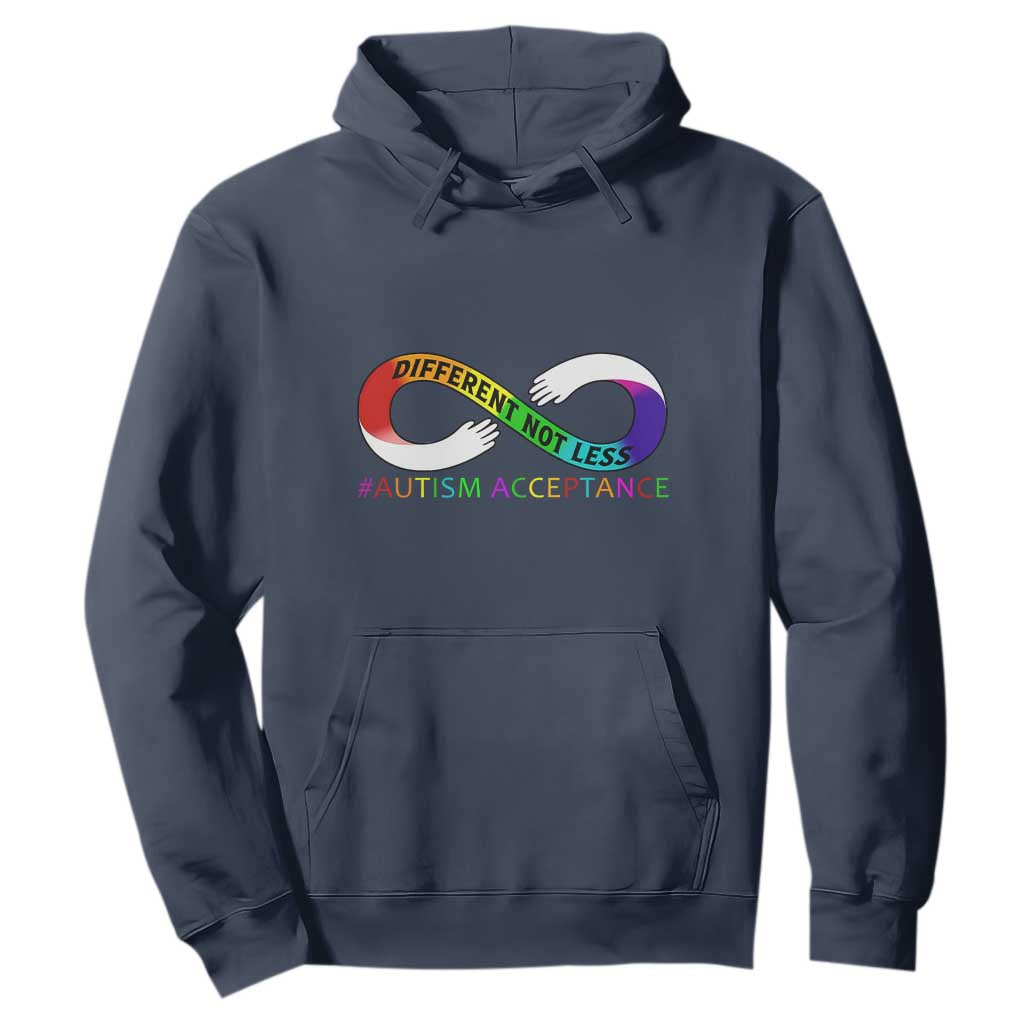 Autism Acceptance Hoodie Different Not Less Spectrum Rainbow Infinity TS02 Navy Printyourwear