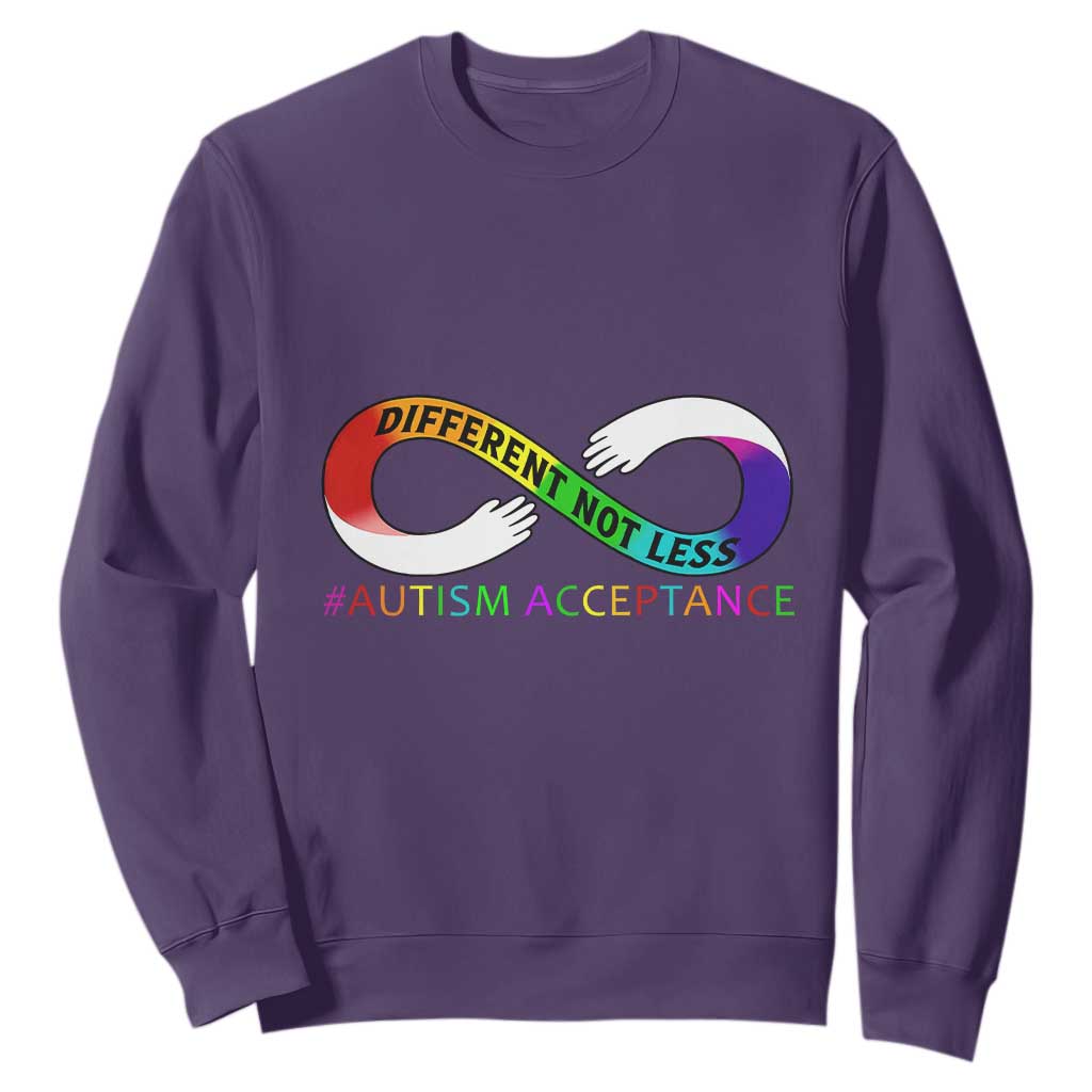 Autism Acceptance Sweatshirt Different Not Less Spectrum Rainbow Infinity TS02 Purple Printyourwear