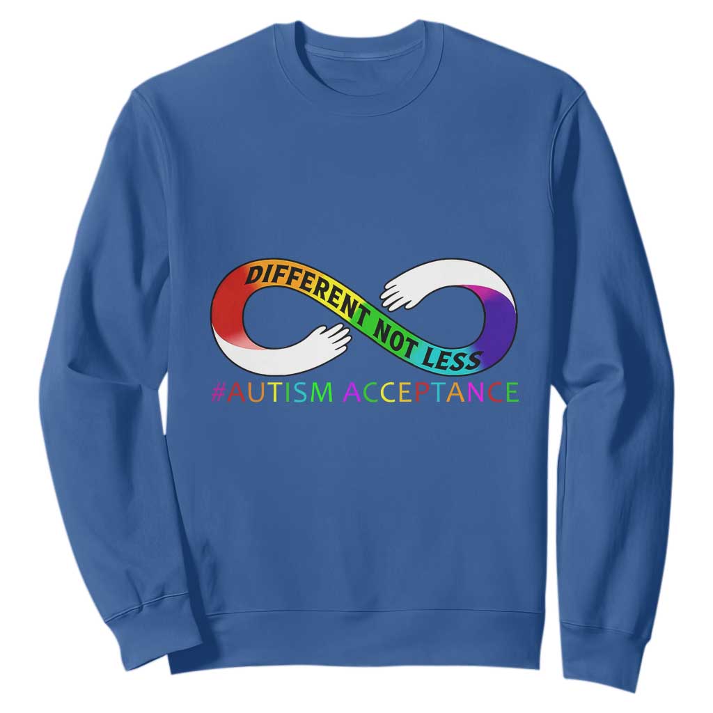 Autism Acceptance Sweatshirt Different Not Less Spectrum Rainbow Infinity TS02 Royal Blue Printyourwear