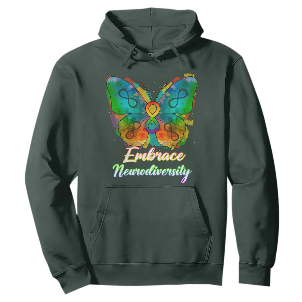 Autism Acceptance Hoodie Embrace Neurodiversity Rainbow Spectrum TS02 Dark Forest Green Printyourwear