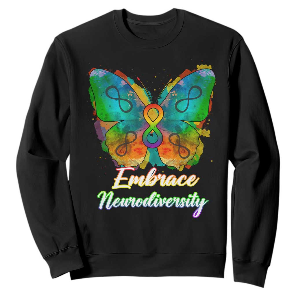 Autism Acceptance Sweatshirt Embrace Neurodiversity Rainbow Spectrum TS02 Black Printyourwear