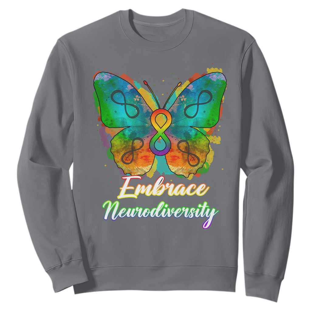 Autism Acceptance Sweatshirt Embrace Neurodiversity Rainbow Spectrum TS02 Charcoal Printyourwear