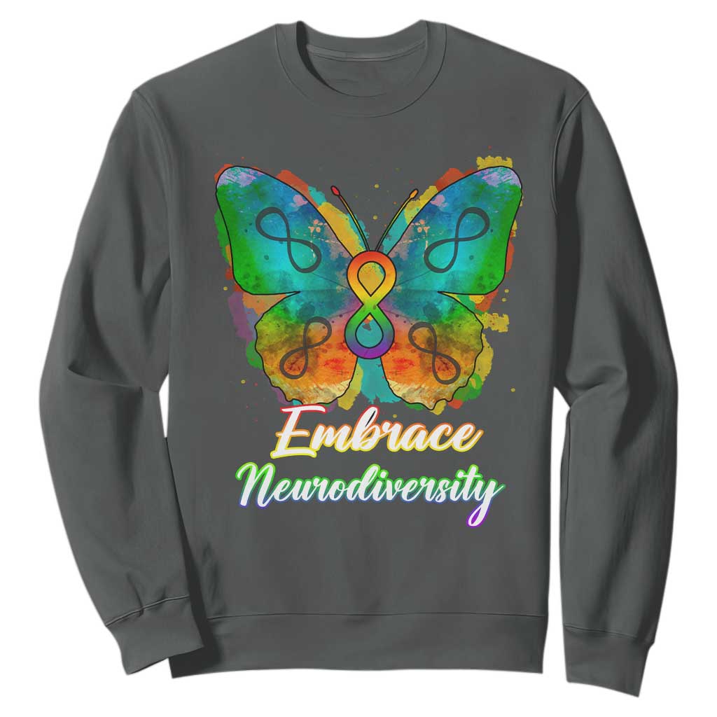 Autism Acceptance Sweatshirt Embrace Neurodiversity Rainbow Spectrum TS02 Dark Heather Printyourwear