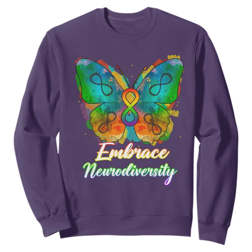 Autism Acceptance Sweatshirt Embrace Neurodiversity Rainbow Spectrum TS02 Purple Printyourwear