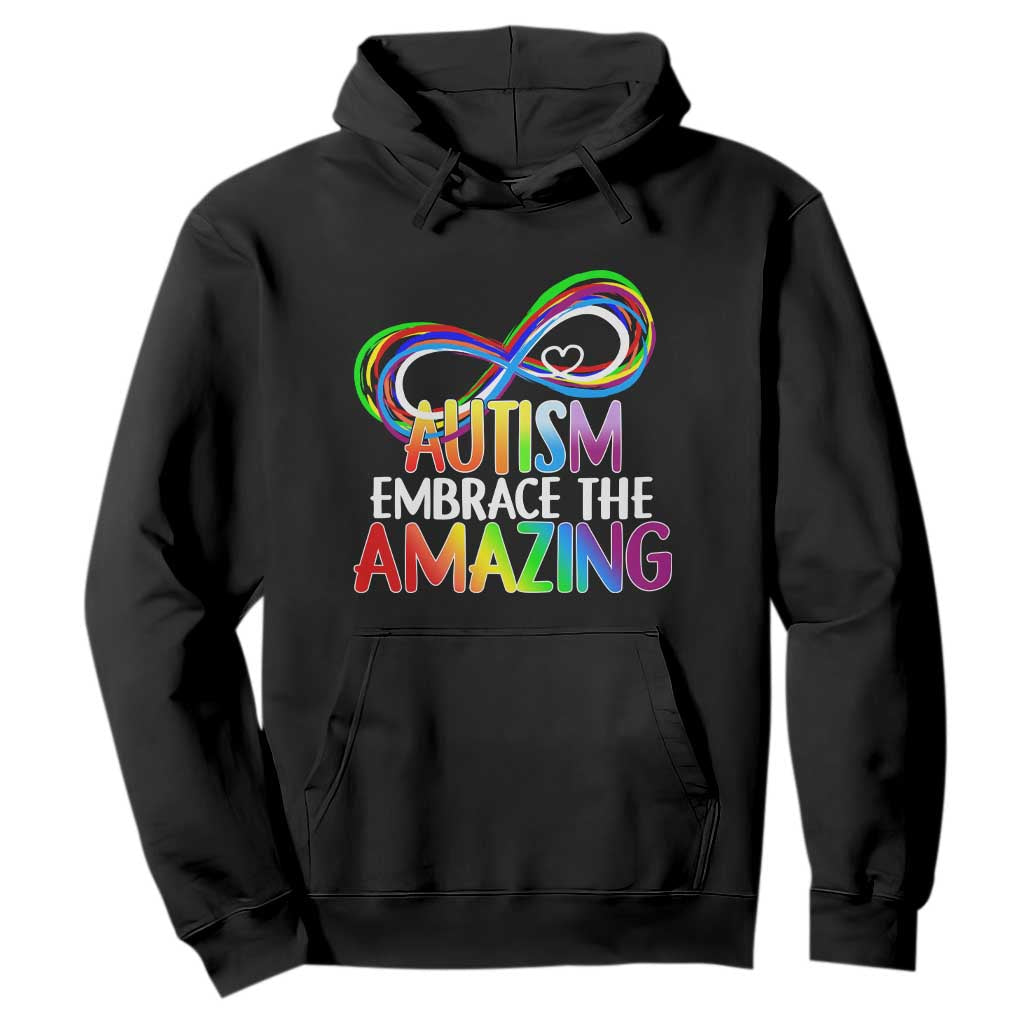 Autism Acceptance Hoodie Embrace The Amazing Spectrum Rainbow Infinity Symbol TS02 Black Printyourwear