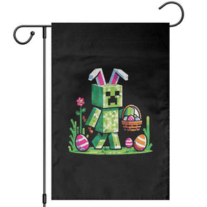 Pixel Easter Bunny Gamer Parody Graphic Garden Flag Funny Block Style Rabbit with Eggs Basket Gaming Humor Gift TS02 Black Print Your Wear