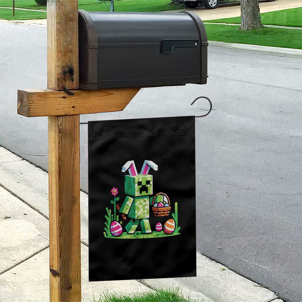 Pixel Easter Bunny Gamer Parody Graphic Garden Flag Funny Block Style Rabbit with Eggs Basket Gaming Humor Gift TS02 Print Your Wear