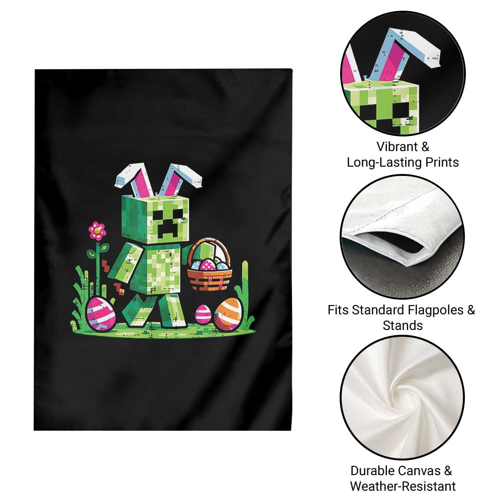 Pixel Easter Bunny Gamer Parody Graphic Garden Flag Funny Block Style Rabbit with Eggs Basket Gaming Humor Gift TS02 Print Your Wear