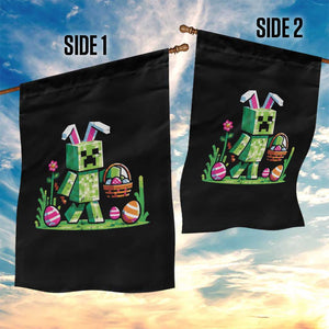 Pixel Easter Bunny Gamer Parody Graphic Garden Flag Funny Block Style Rabbit with Eggs Basket Gaming Humor Gift TS02 Print Your Wear