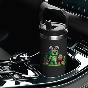 Pixel Easter Bunny Gamer Parody Graphic Flip Straw Tumbler Funny Block Style Rabbit with Eggs Basket Gaming Humor Gift TS02 Print Your Wear