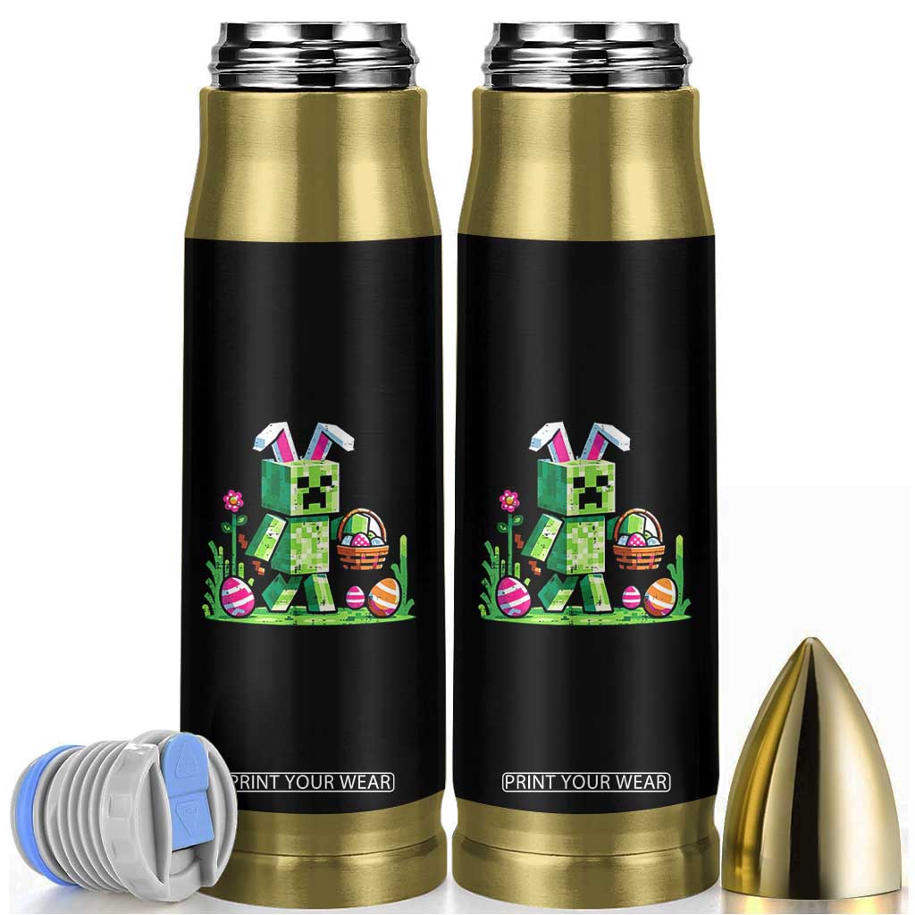 Pixel Easter Bunny Gamer Parody Graphic Bullet Tumbler Funny Block Style Rabbit with Eggs Basket Gaming Humor Gift TS02 Black Print Your Wear