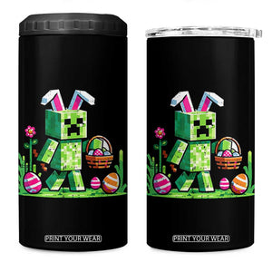 Pixel Easter Bunny Gamer Parody Graphic 4 in 1 Can Cooler Tumbler Funny Block Style Rabbit with Eggs Basket Gaming Humor Gift TS02 One Size: 16 oz Black Print Your Wear
