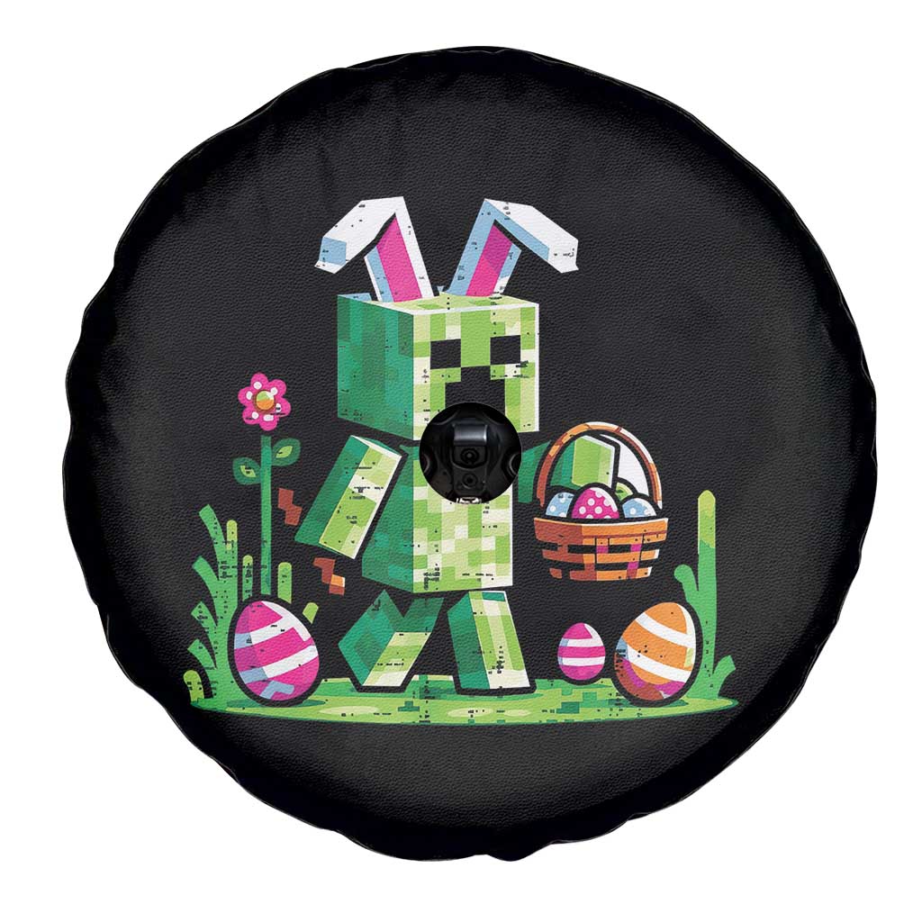 Pixel Easter Bunny Gamer Parody Graphic Spare Tire Cover Funny Block Style Rabbit with Eggs Basket Gaming Humor Gift TS02 Print Your Wear